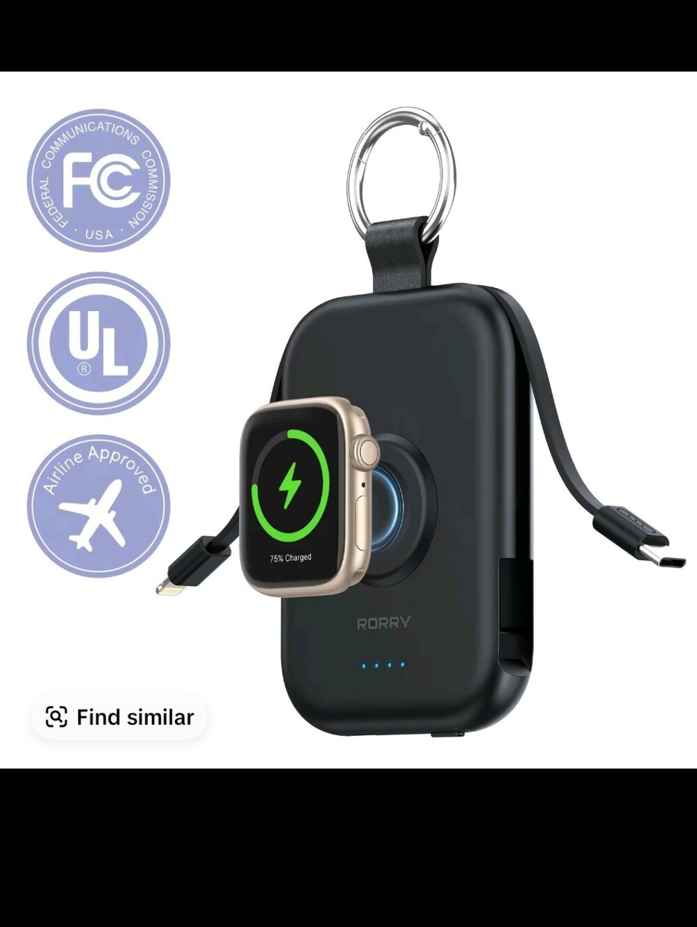 Rorry power bank/portable charger! 3.7V 18.5Wh 5000mAh in color Black